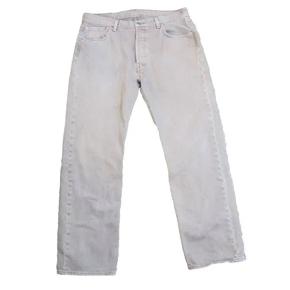 Levi's Original‎ 501 Button Fly Jeans Men's Size 34x30 Beige Straight Leg