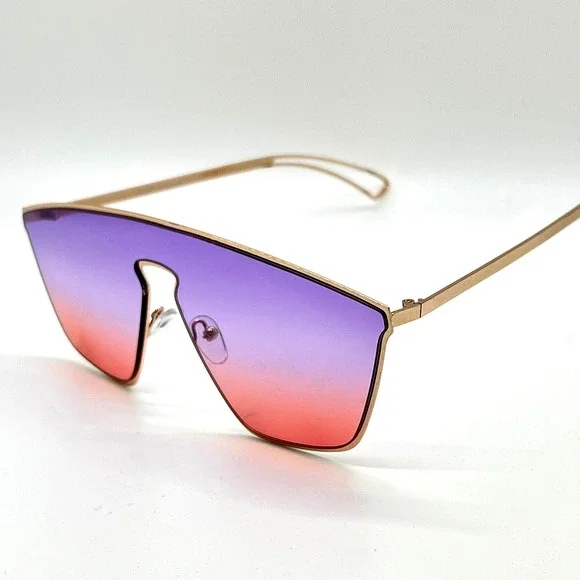 Shield Sunglasses Purple‎ Pink Gradient Lens Fashion Visor Sunnies UV400 Protect