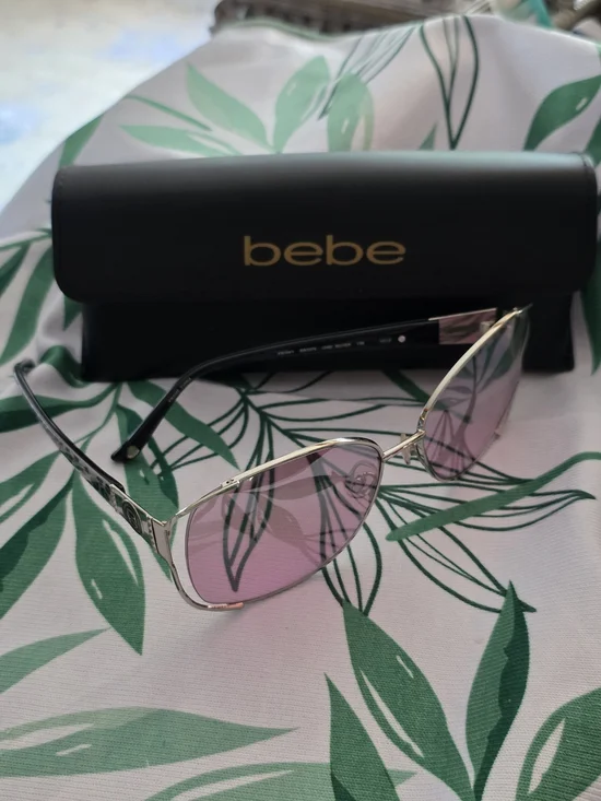 NEW Bebe Frisky BB7078 Shield Aviator Pink Gradient Silver Leopard 58mm