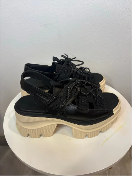 Sorel Joanie IV Lace Slingback Platform Sandals Black Women’s 6.5