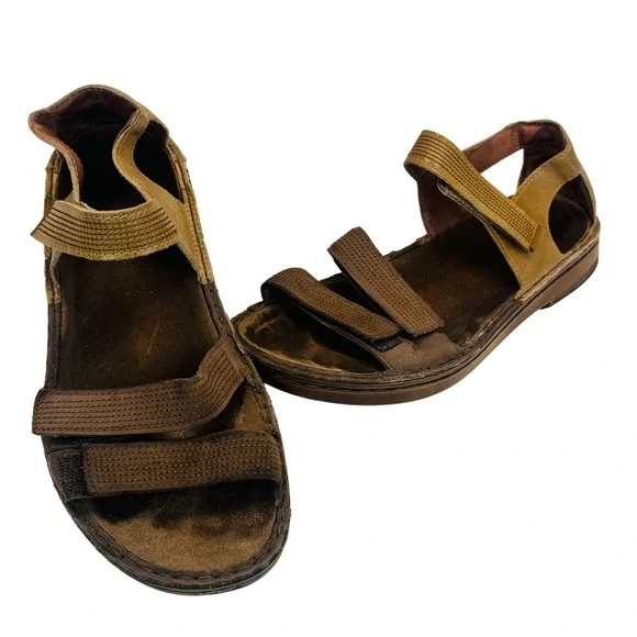 Naot Mens Leather Adjustable Strap Sandals Brown Tan Comfort Walking Shoes 40 L9