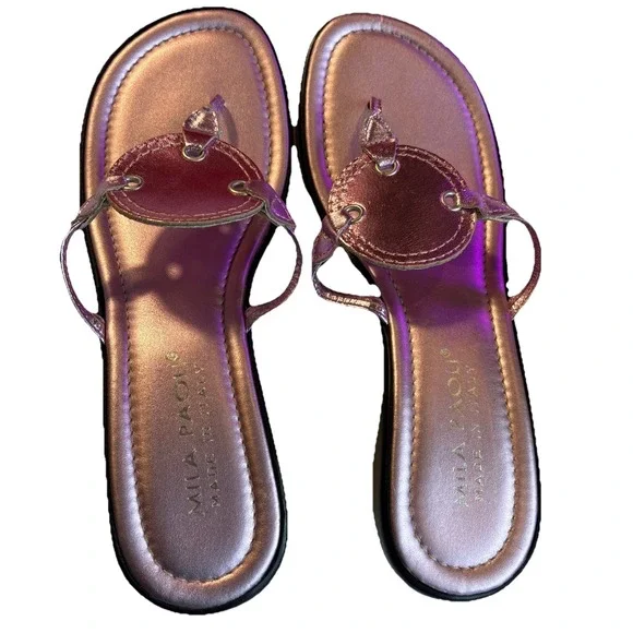 Mila Paoli‎ Metallic Pink/black Sandals Women's Size 7