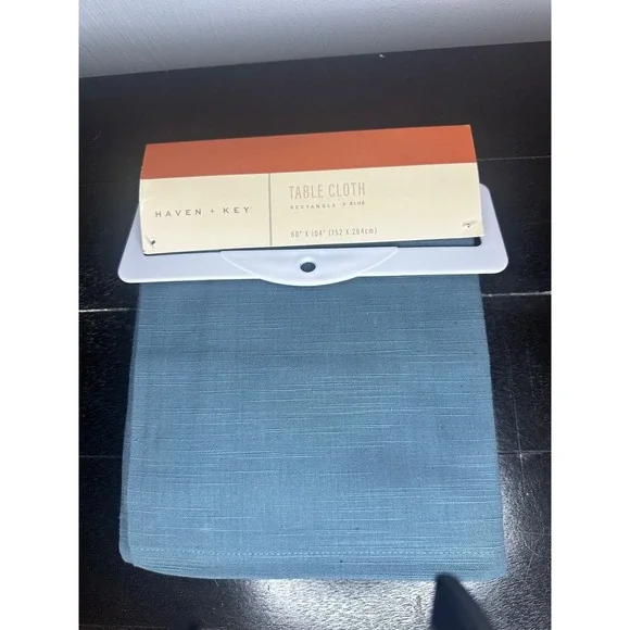 Haven Key Blue Rectangle Tablecloth 60X104 Linen Blend Textured Accent