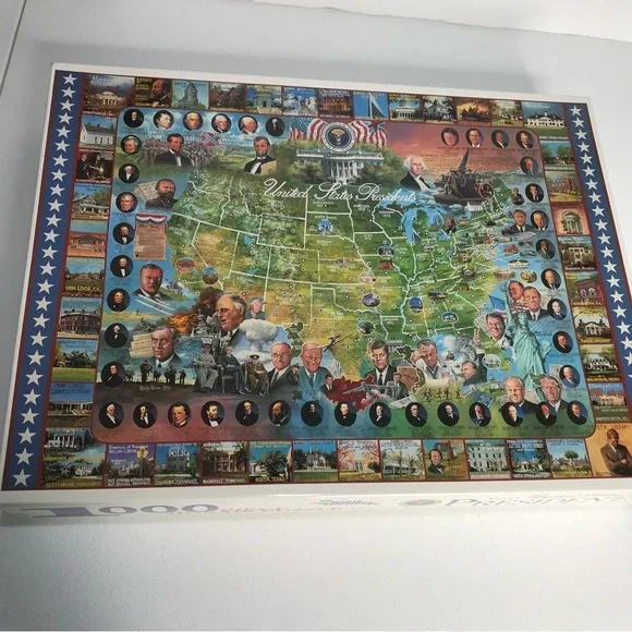 NEW White Mountain Puzzle 1000 PC US Presidents Historical Facts Jigsaw 1999 USA