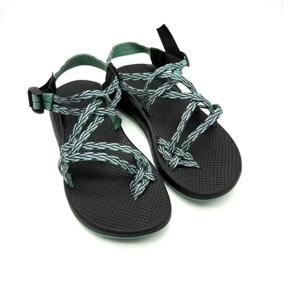 Chaco Z/2 Sandal Strappy Blue Green Diamond Zigzag Pattern Hiking Outdoor Active