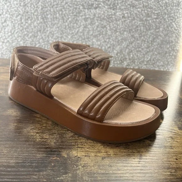 Madewell The Emmalee Sandal English Saddle Tan Leather Platform Puffy Size 8