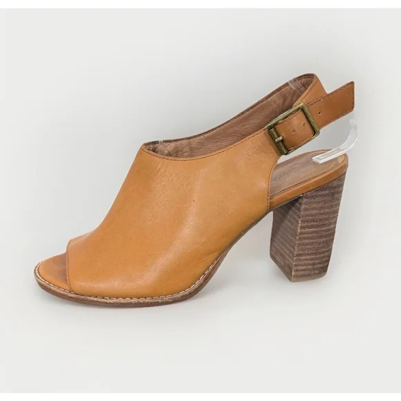 Madewell The Cary Slingback Sandal Brown Women’s Sz. 8 Leather Boho Stacked Heel