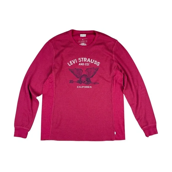 Levi's Thermal Long Sleeve Shirt Men's‎ XL Deep Red Burgundy Eagle Graphic Logo
