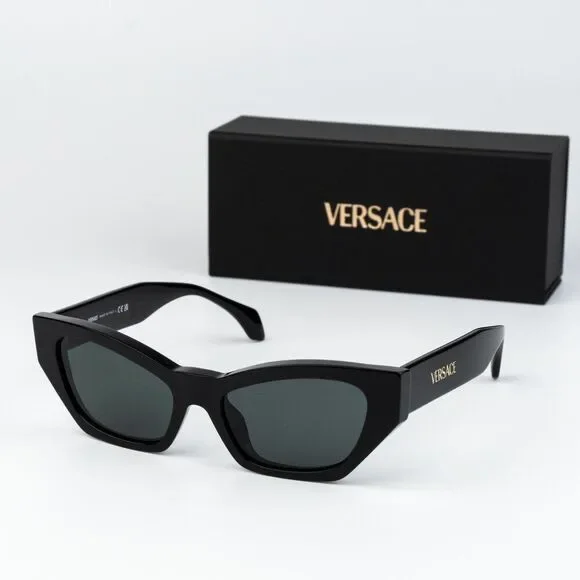 Versace Women Sunglasses Black Grey Cat Eye VE4488U GB1/87 NEW AUTHENTIC