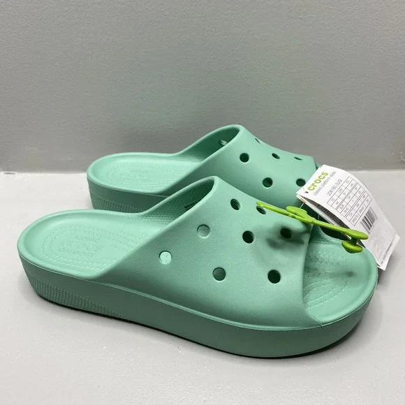 Crocs Women's Classic Platform Slides‎ Slip On Sandals Green Size 9