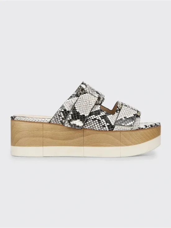 Veronica Beard Welda Snake-Print Platform Slides Sandals 10