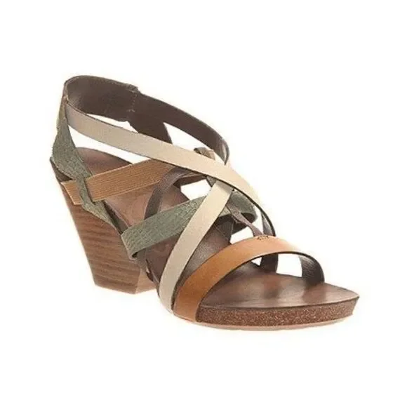 OTBT Taupe Laconia Leather Wedge Sandals