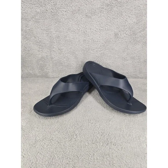 Aetrex Mens Size 13 Navy Blue Thong Sandals Orthotic Comfort Flip Flops Water...