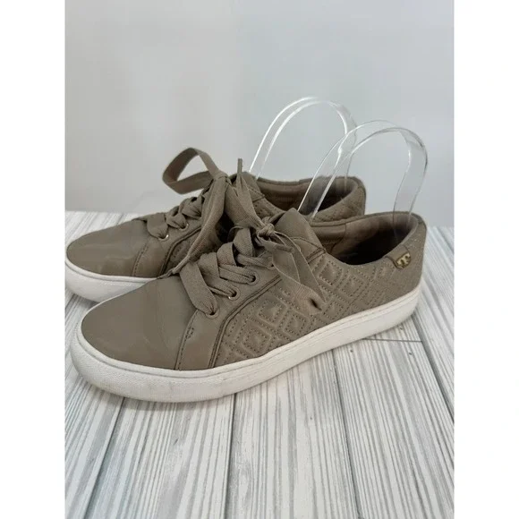 Tory Burch Women's Marion Quilted Gray‎ Leather Sneakers Size 8M Tennis Shoes