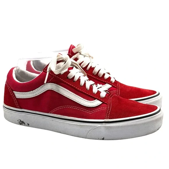 Vans‎ Old Skool Sneakers Womens 8 Red Suede Canvas Low Top Skater Classic