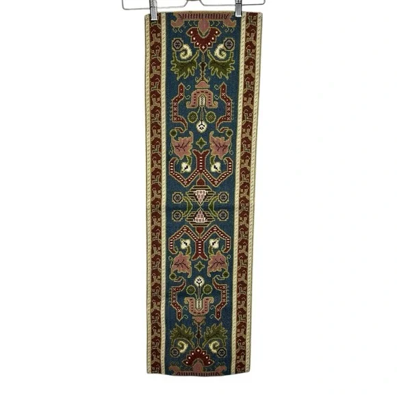 Hand Embroidered Floral Table Runner Tapestry Eastern European‎ Turkish Blue Red