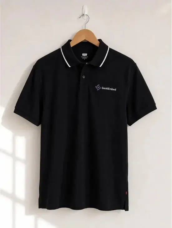 Levi's Black Polo Shirt Mens Medium Embroidered Logo Cotton