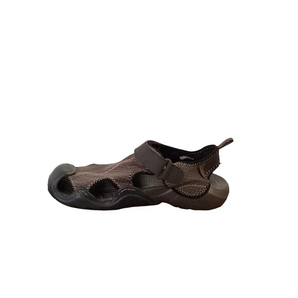 CROCS 15041 Men’s Sz 9 Brown SwiftWater Mesh Fisherman Deck Sandals Water Shoes