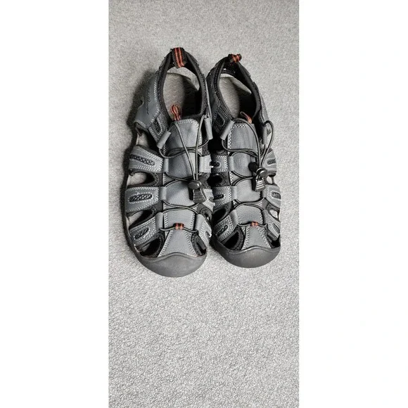 Eddie Bauer Men's TROY Leather Hiking Sandals Cinch‎ Cord Close Size 10 Gray