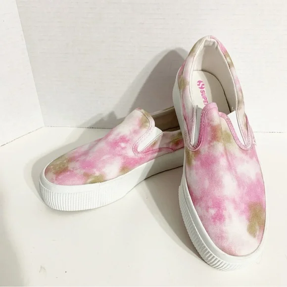 The Superga® 2306 Canvas Tie Dye Print Slip On Platform Sneakers Side Gussets 🩷