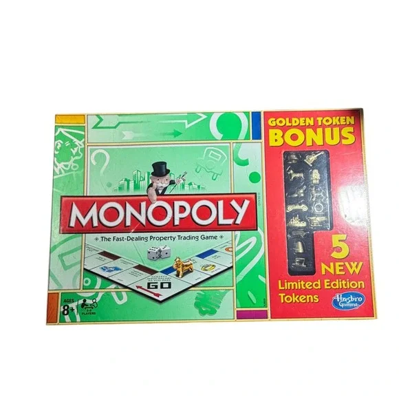 Monopoly Board Game Hasbro Gaming Golden Token Bonus 5 Limited Edition New A3856