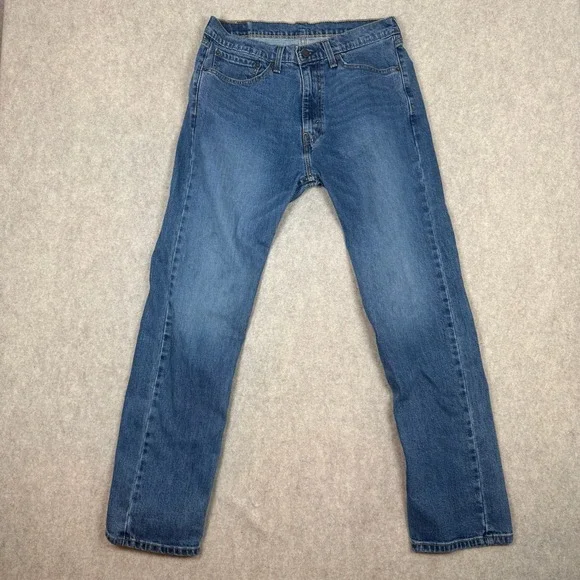 Levi's 505 Regular Fit Jeans Mens 34x32 Blue Medium Wash Straight Leg Denim