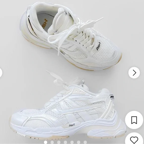 ASH - Race Leather Sneakers in Off White/ White Sz 11 /‎ 41