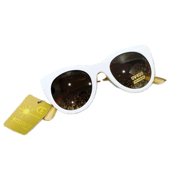 Celebrity Eyewear Cat Eye Sunglasses in White/Leopard