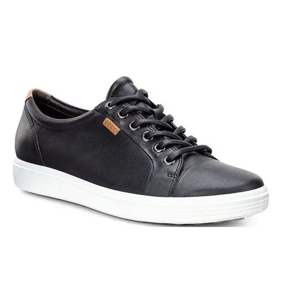 ECCO Soft 7 Black Leather‎ Lace Up Sneakers Women's Size 39