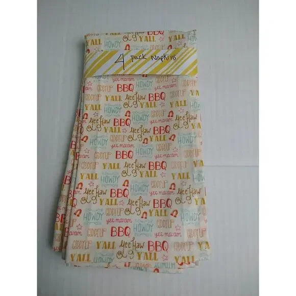 BBQ Howdy Fun New 100 Cotton Handmade Napkins Set Of 4