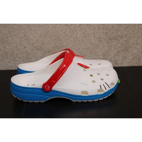Crocs Hello Kitty Iam Classic Clog White Red Blue Mens 11 209438-100 New‎