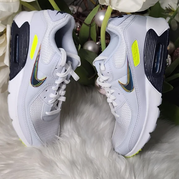 Nike Air Max 90 White/Blackened Blue-Volt (DV3480100) Women 8.5 New
