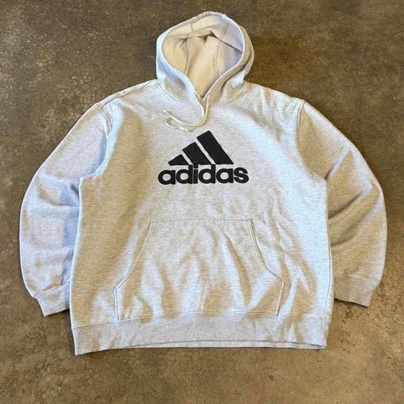 2000s Y2K adidas grey logo hoodie