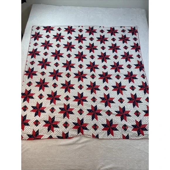 Patriotic‎ Red White Blue Star Tablecloth Thin Cotton Square 40x40