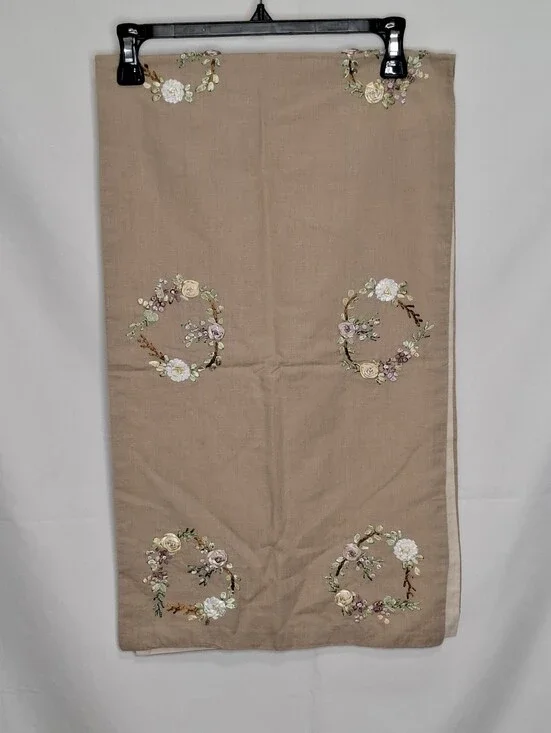 April Cornell Linen Table Runner Embroidery