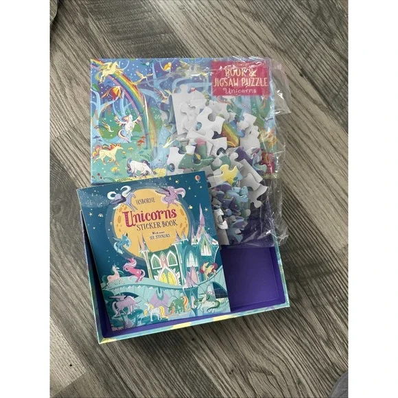 Usborne‎ Book and Jigsaw Puzzle Dinosaurs & Unicorns 100 Pieces NEW