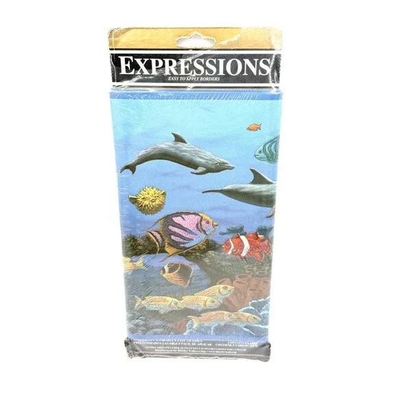 Vintage EXPRESSIONS Wallpaper Border 5 Yards Tropical Fish‎ Dolphin Easy NEW