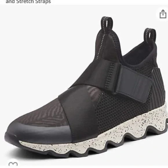 SOREL Kinetic Sneak, Knit Sneaker with Scalloped Sole and Stretch Straps size 7