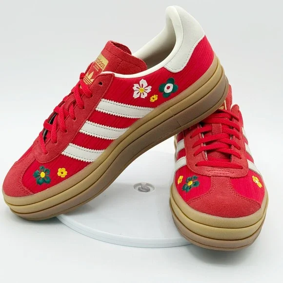 Adidas X Liberty London Gazelle Bold W Size 8 Scarlet White Flowers IH1921, NEW