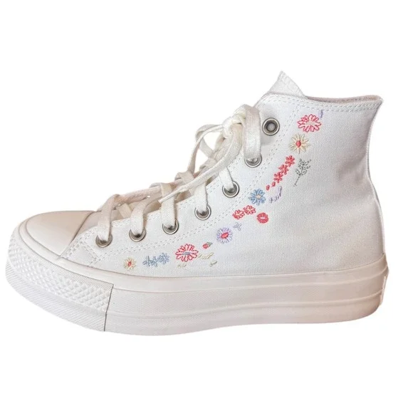 Converse Chuck Taylor All Star Lift Floral Embroidered Hi Tops‎ Women 8.5