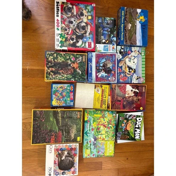 12 Jigsaw Puzzle Lot Bundle Disney Frozen Dog Man Kodacolor 24-750 Pieces