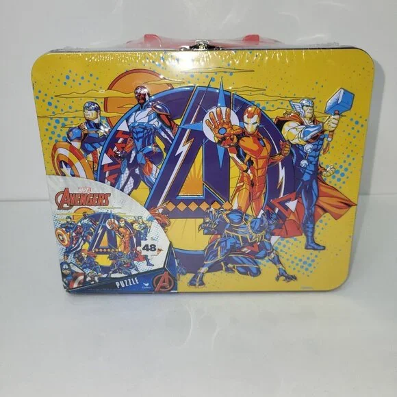 New Marvel Avengers Collector's‎ Tin Lunch Box Puzzle 48 Piece Kids Gift Toy