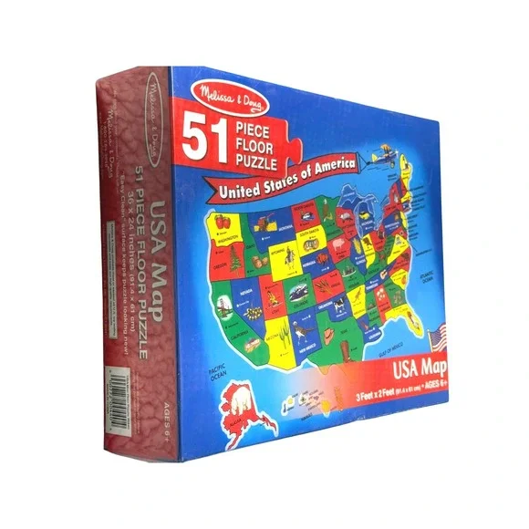Melissa & Doug USA Map Floor Puzzle 51 Piece United States Geography Ages 6+
