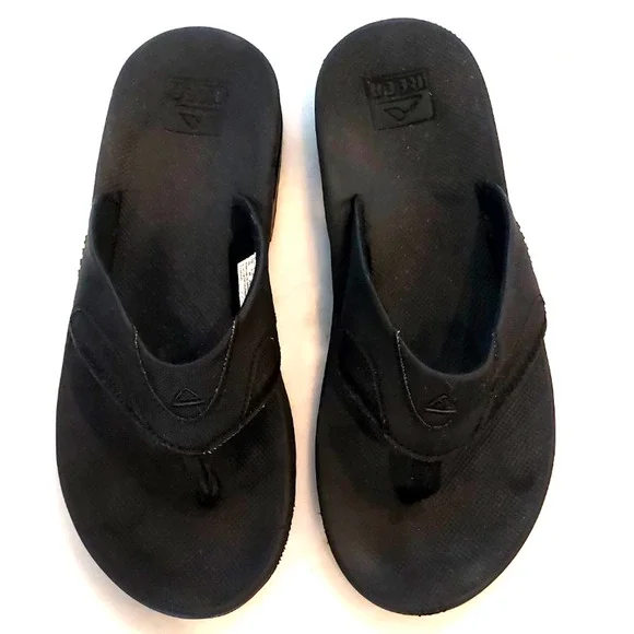 REEF BLACK BOTTLE OPENER FLIP FLOP THONG‎ SANDALS, MENS SIZE 12