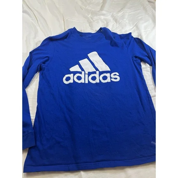Adidas Blue Amplifier Long Sleeve T-Shirt Large Logo Crewneck Men's‎ L