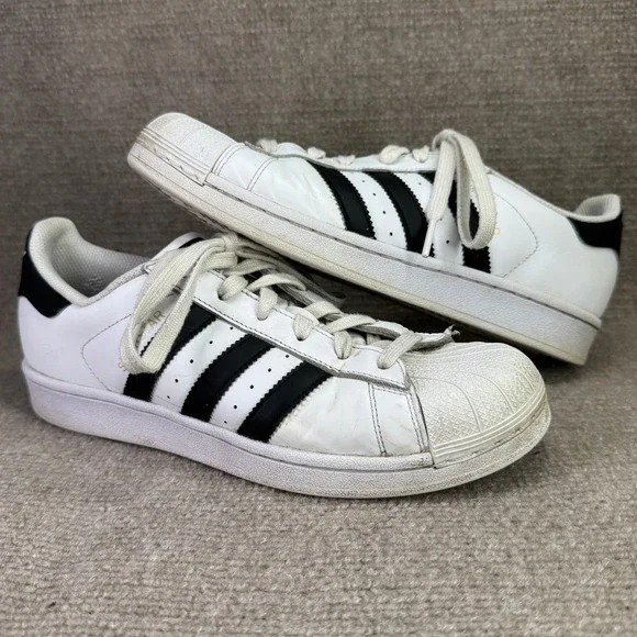 Adidas Superstar Mens 7.5 White Black Shell Toe‎ Classic Sneakers C77153