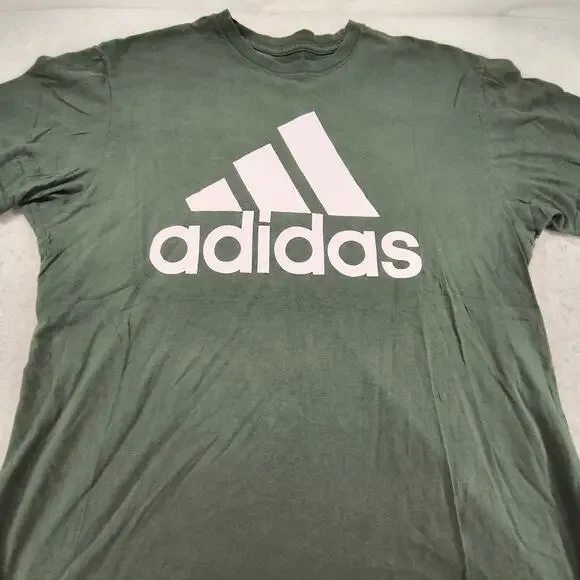 Adidas Casual Crew Neck Short Sleeve T Shirt Mens Size Large L Green White
