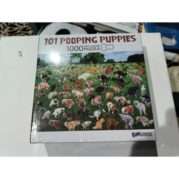 FUN WARES 1000 PIECE PUZZLE 101 POOPING PUPPIES DOGS NEW