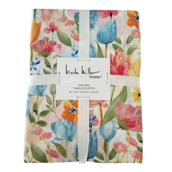 Nicole Miller Pastel Tulips Tablecloth 60x84in Oblong‎