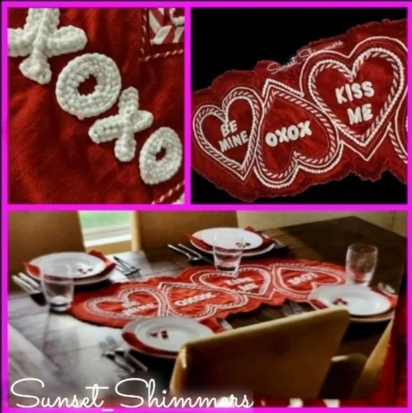 Valentines Sugar Cookie Frosting Conversation Heart Table Runner 36
